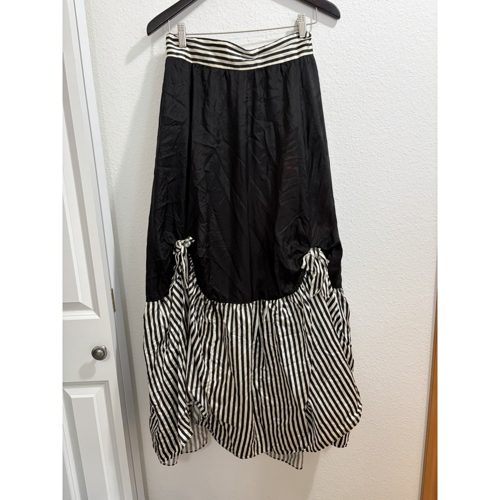 Vintage Vigilante Fashions Steampunk Victorian Black White Stripe Skirt Small